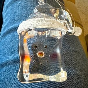 Seasons Of Cannon Falls Snowman Ornment Ice Cube With Hat Christmas EUC